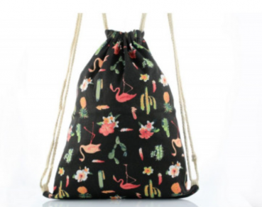 Rucksack Flamingo und Kuchen schwarz